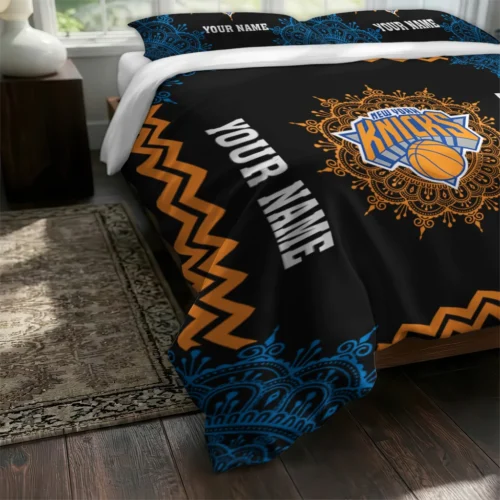 Personalized New York Knicks Mandala Lacework Bedding Set Fashion Forward