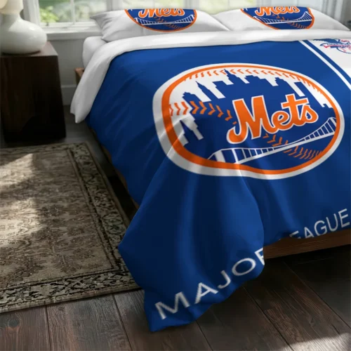 Personalized New York Mets Mlb Logo Bedding Set Fashion Forward