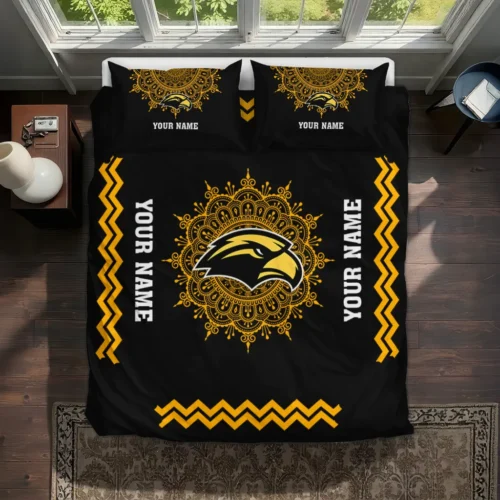 Personalized Southern Miss Golden Eagles Mandala Lacework Bedding Set Best Selling