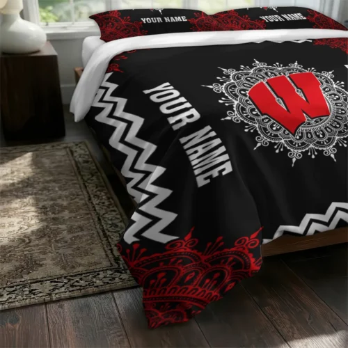 Personalized Wisconsin Badgers Mandala Lacework Bedding Set Fashion Forward