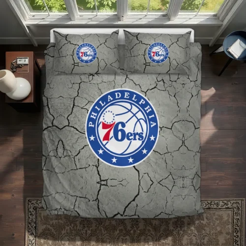 Philadelphia 76ers Cracked Texture Bedding Set Best Selling
