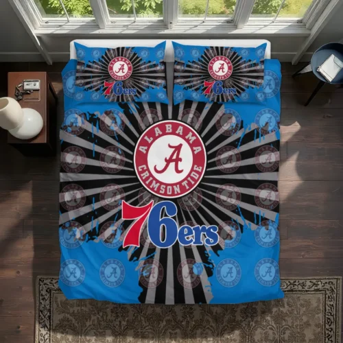 Philadelphia 76ers Sunburst Splatter Bedding Set Best Selling