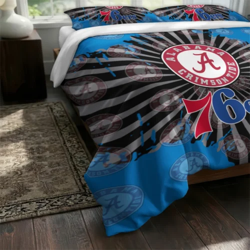 Philadelphia 76ers Sunburst Splatter Bedding Set Fashion Forward