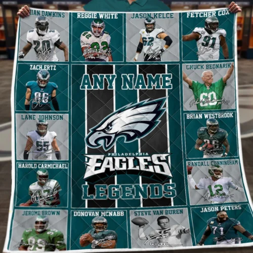 Philadelphia Eagles Quilt Blanket Legends Green White