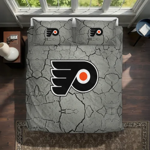 Philadelphia Flyers Cracked Texture Bedding Set Best Selling