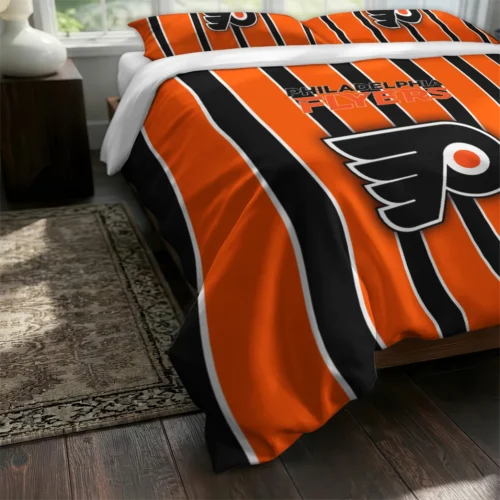 Philadelphia Flyers Stripe Style Bedding Set Fashion Forward