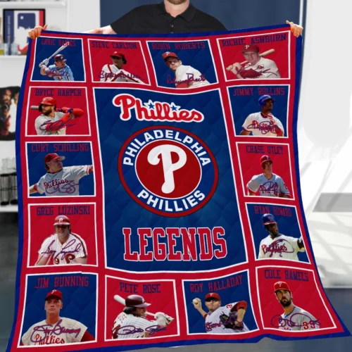 Philadelphia Phillies Quilt Blanket Legends Red Blue