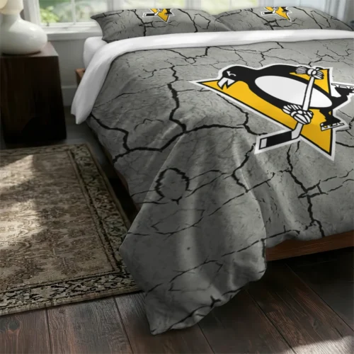 Pittsburgh Penguins Cracked Texture Bedding Set Fashion Forward
