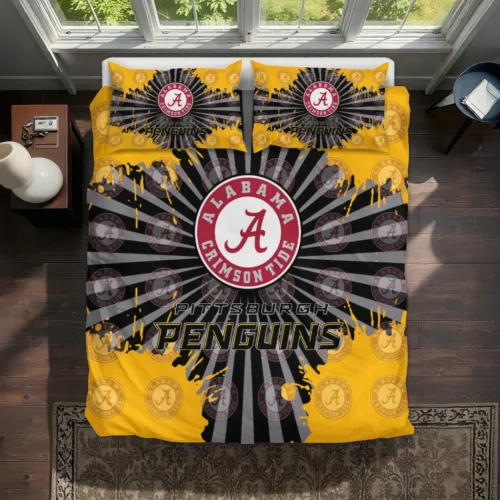 Pittsburgh Penguins Sunburst Splatter Bedding Set Best Selling