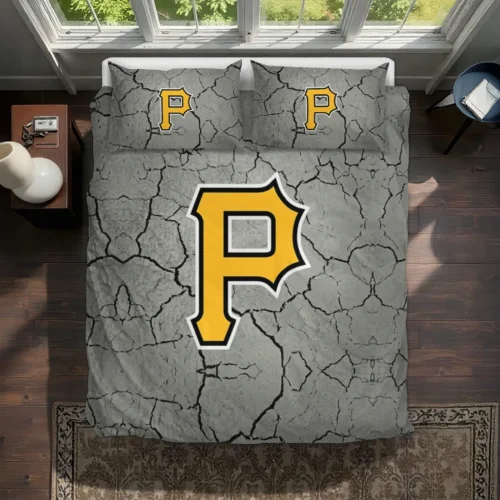 Pittsburgh Pirates Cracked Texture Bedding Set Best Selling