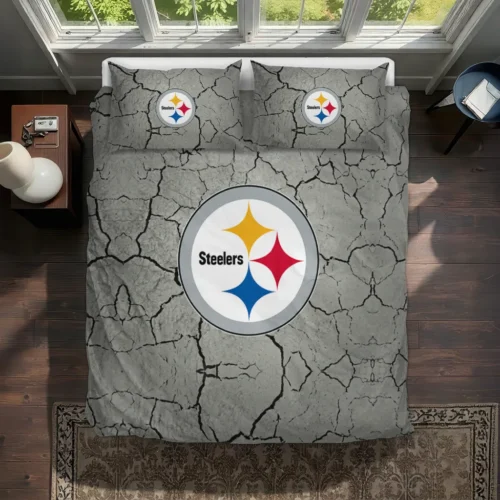 Pittsburgh Steelers Cracked Texture Bedding Set Best Selling