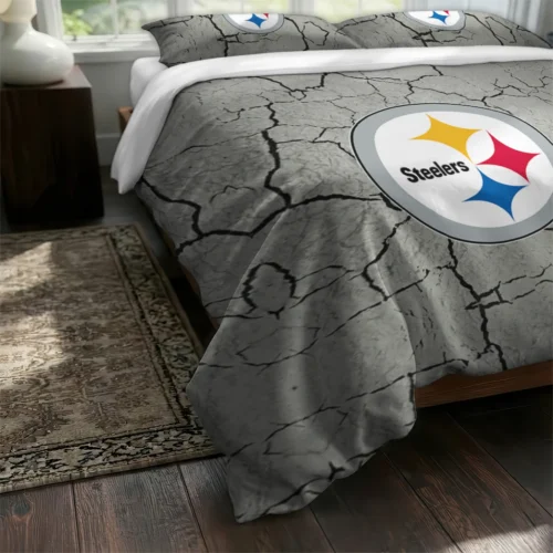Pittsburgh Steelers Cracked Texture Bedding Set Fashion Forward