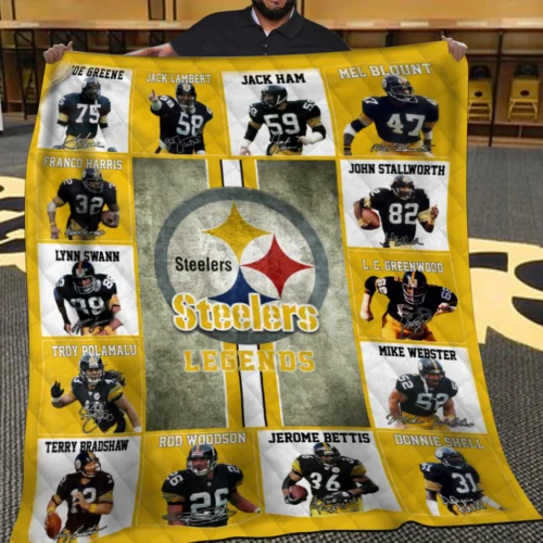 Pittsburgh Steelers Quilt Blanket Legends Yellow Black