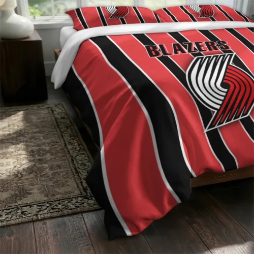 Portland Trail Blazers Stripe Style Bedding Set Fashion Forward