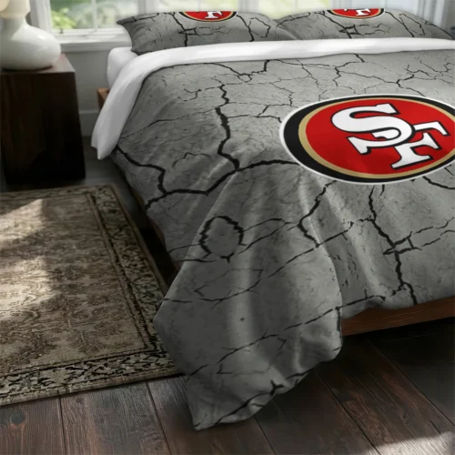 San Francisco 49ers Cracked Texture Bedding Set Fashion Forward