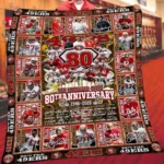San Francisco 49ers Quilt Blanket 80th Anniversary Red Gold