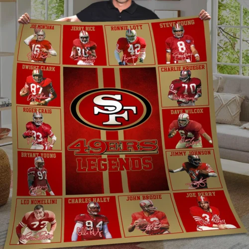 San Francisco 49ers Quilt Blanket Legends Red Beige