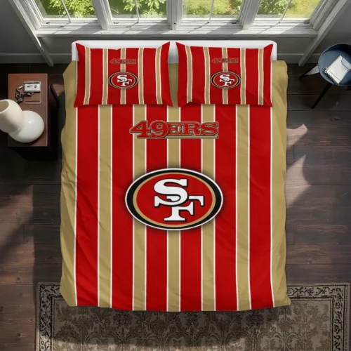 San Francisco 49ers Stripe Style Bedding Set Best Selling