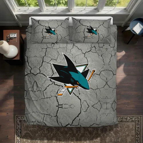 San Jose Sharks Cracked Texture Bedding Set Best Selling