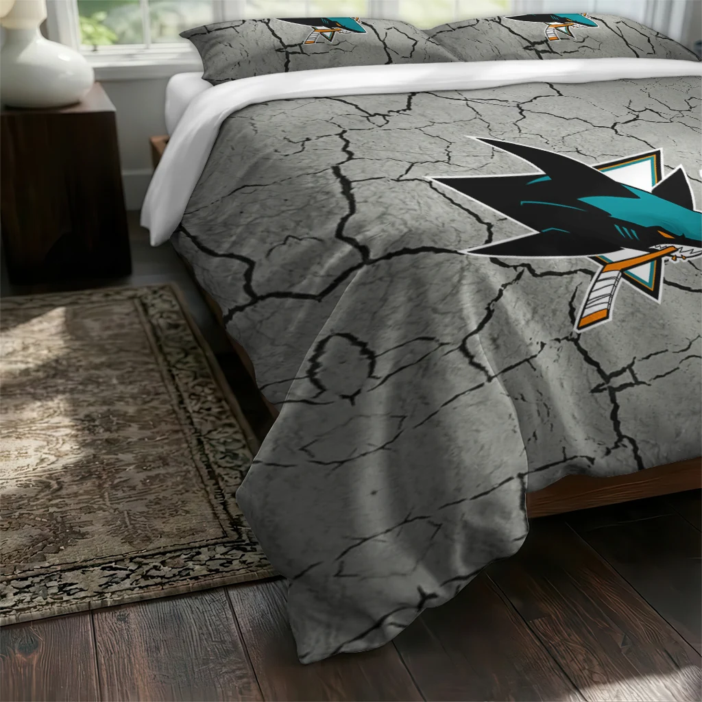 San Jose Sharks Cracked Texture Bedding Set Fashion Forward San Jose Sharks Cracked Texture Bedding Set Fashion Forward