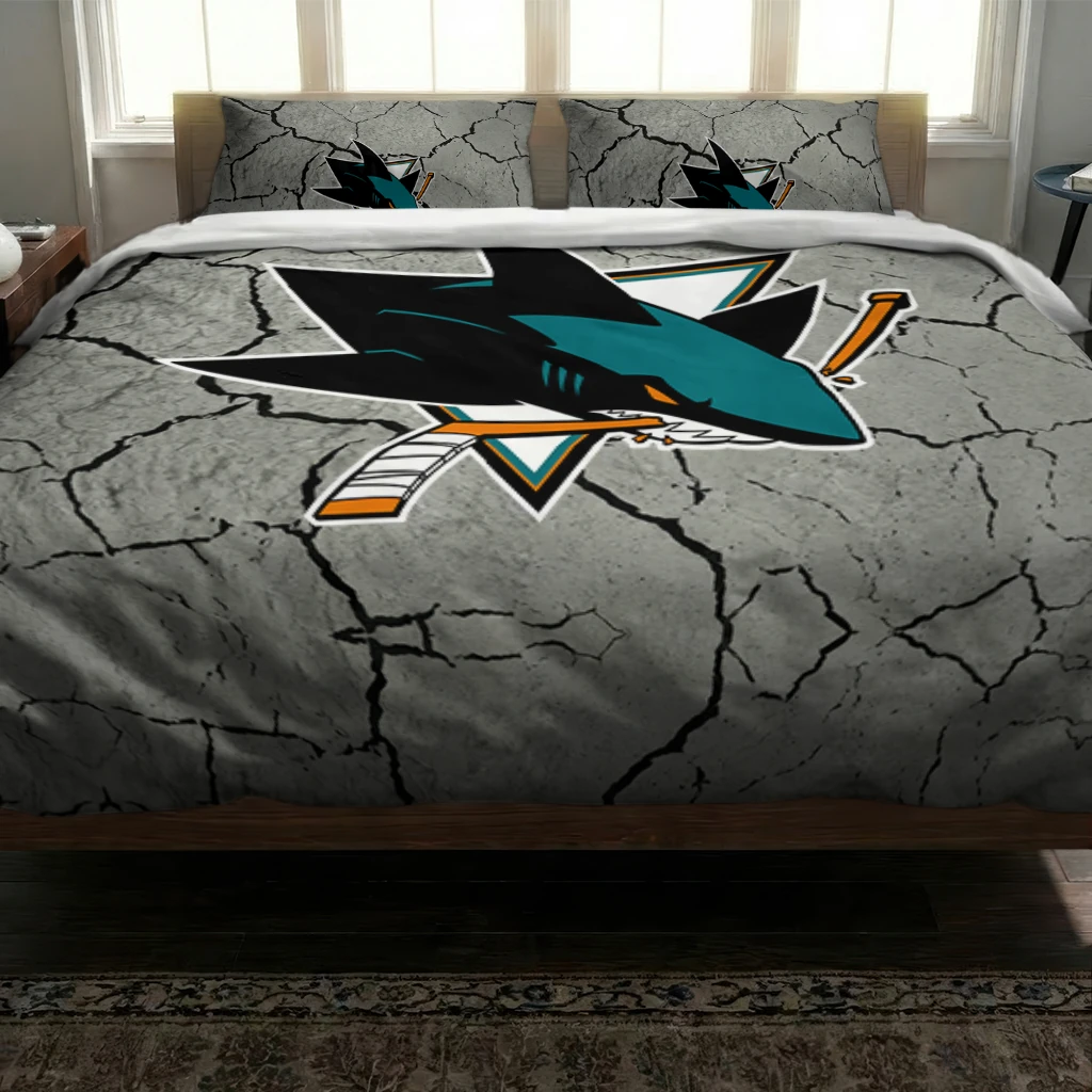 San Jose Sharks Cracked Texture Bedding Set Latest Model San Jose Sharks Cracked Texture Bedding Set Latest Model