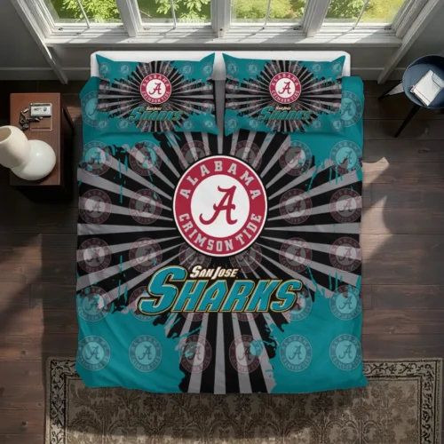 San Jose Sharks Sunburst Splatter Bedding Set Best Selling