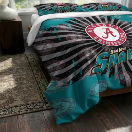 San Jose Sharks Sunburst Splatter Bedding Set Fashion Forward