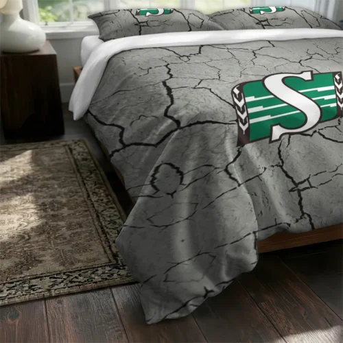 Saskatchewan Roughriders Cracked Texture Bedding Set Fashion Forward