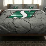 Saskatchewan Roughriders Cracked Texture Bedding Set Best Selling