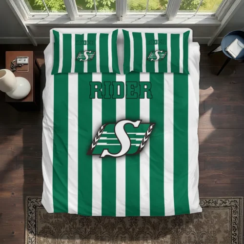 Saskatchewan Roughriders Stripe Style Bedding Set Best Selling