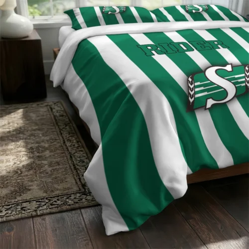 Saskatchewan Roughriders Stripe Style Bedding Set Fashion Forward