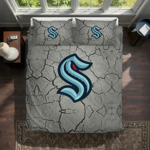 Seattle Kraken Cracked Texture Bedding Set Best Selling