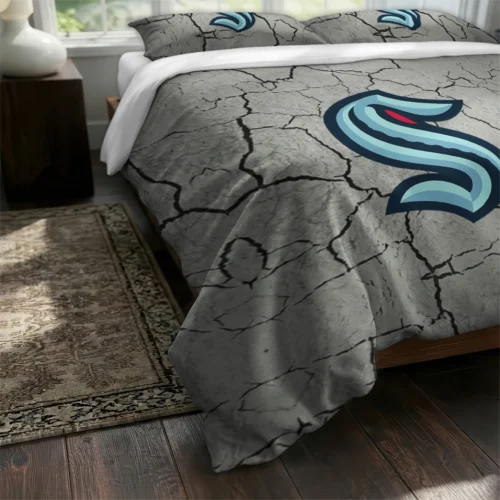 Seattle Kraken Cracked Texture Bedding Set Fashion Forward