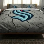 Seattle Kraken Cracked Texture Bedding Set Best Selling