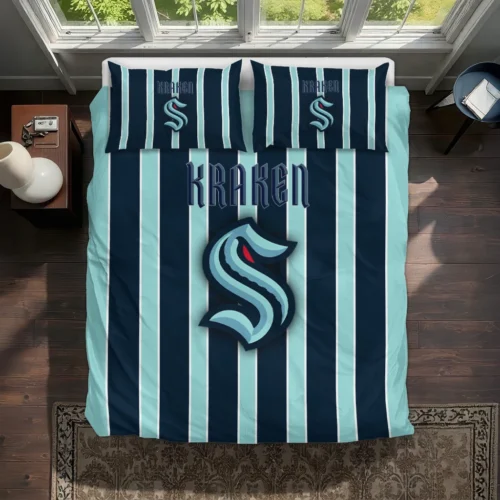Seattle Kraken Stripe Style Bedding Set Best Selling