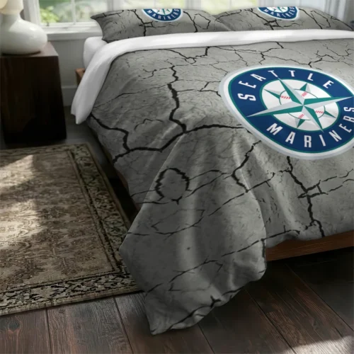 Seattle Mariners Cracked Texture Bedding Set Fashion Forward