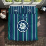 Seattle Mariners Stripe Style Bedding Set Best Selling