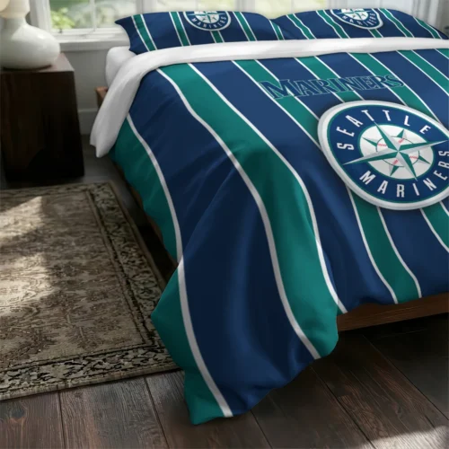 Seattle Mariners Stripe Style Bedding Set Fashion Forward