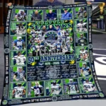 Seattle Seahawks Quilt Blanket 50th Anniversary Blue Green