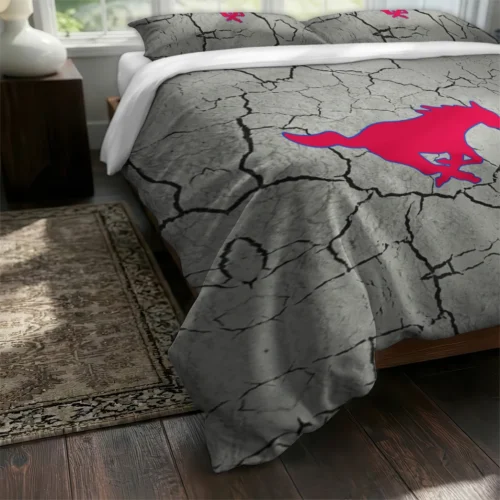 Smu Mustangs Cracked Texture Bedding Set Fashion Forward