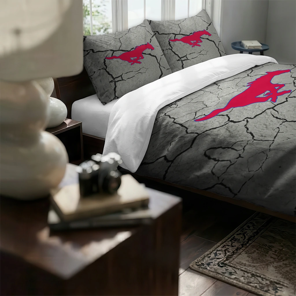 Smu Mustangs Cracked Texture Bedding Set High Quality Smu Mustangs Cracked Texture Bedding Set High Quality