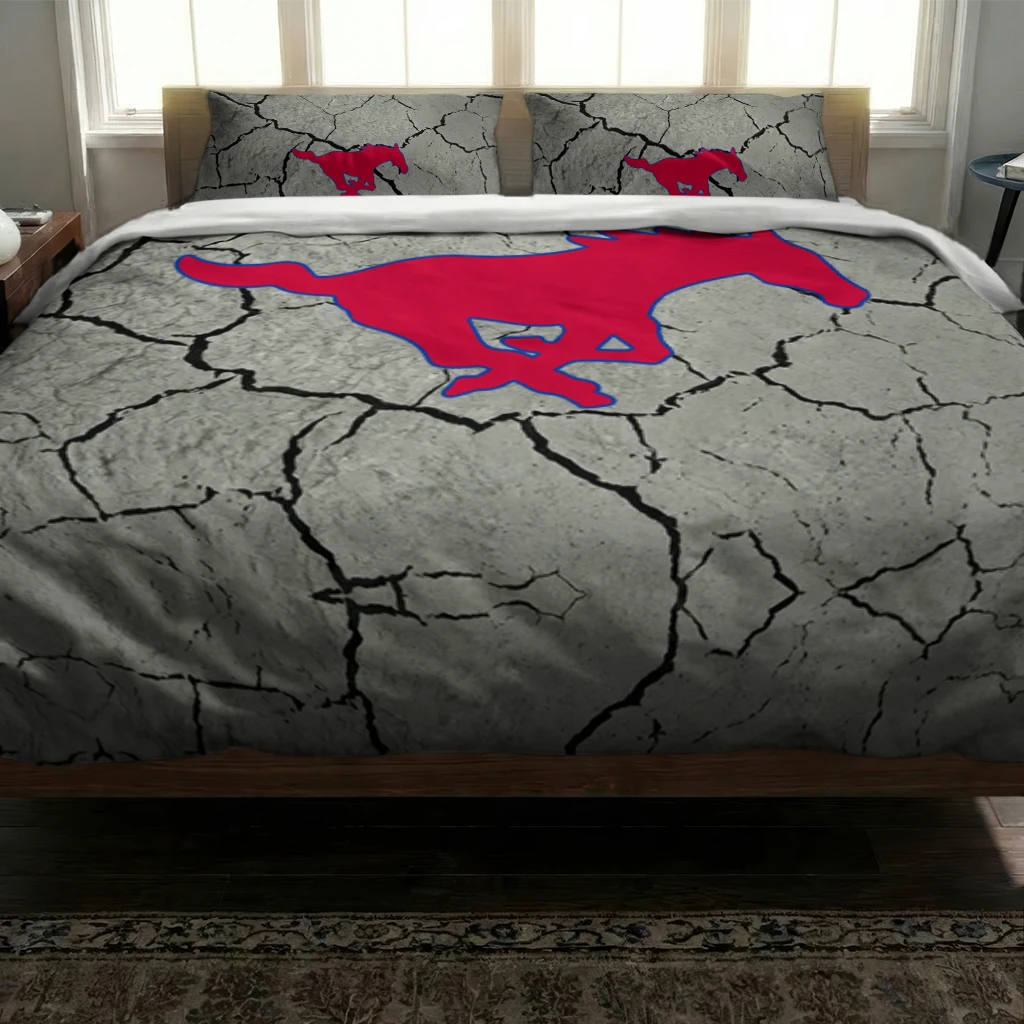 Smu Mustangs Cracked Texture Bedding Set Latest Model Smu Mustangs Cracked Texture Bedding Set Latest Model