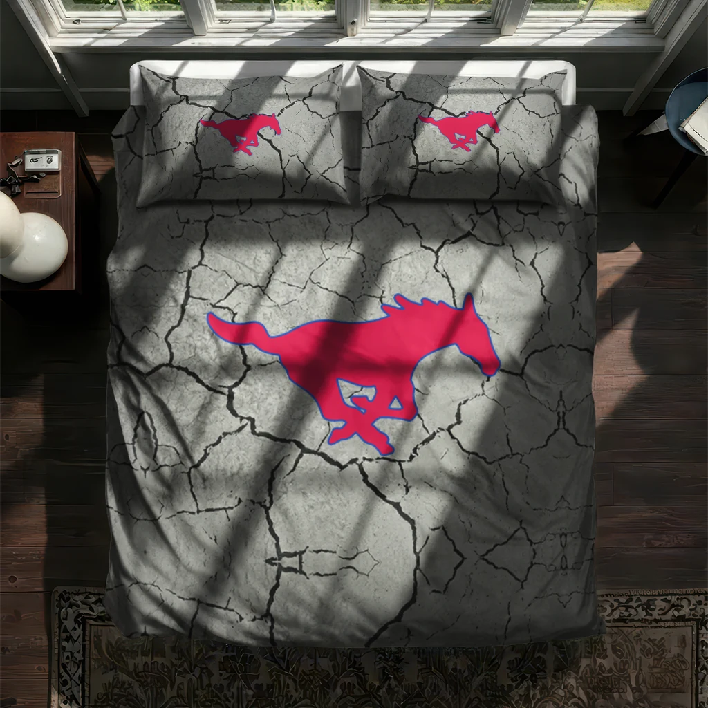 Smu Mustangs Cracked Texture Bedding Set New Arrival Smu Mustangs Cracked Texture Bedding Set New Arrival