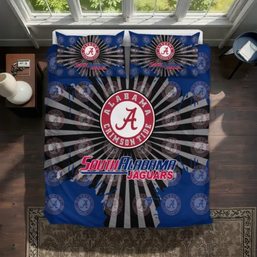 South Alabama Jaguars Sunburst Splatter Bedding Set Best Selling