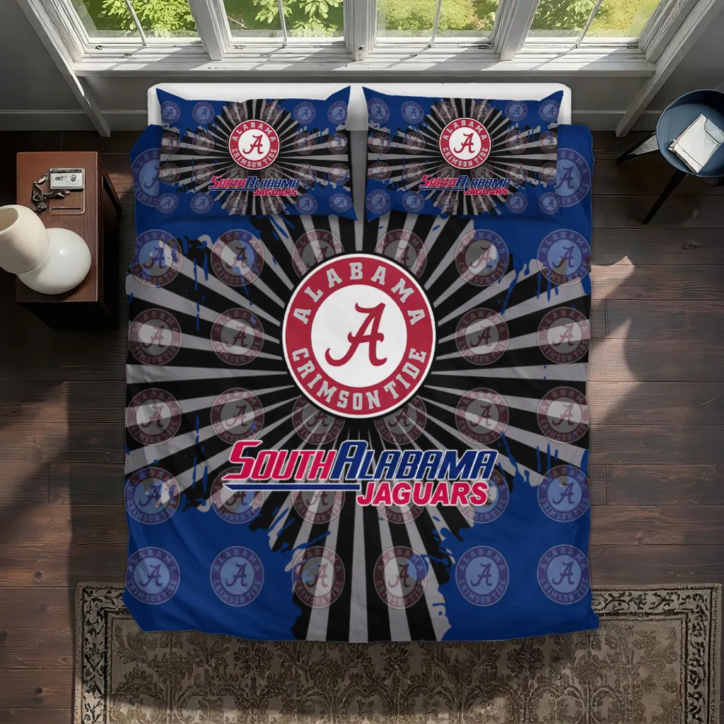 South Alabama Jaguars Sunburst Splatter Bedding Set Best Selling South Alabama Jaguars Sunburst Splatter Bedding Set Best Selling
