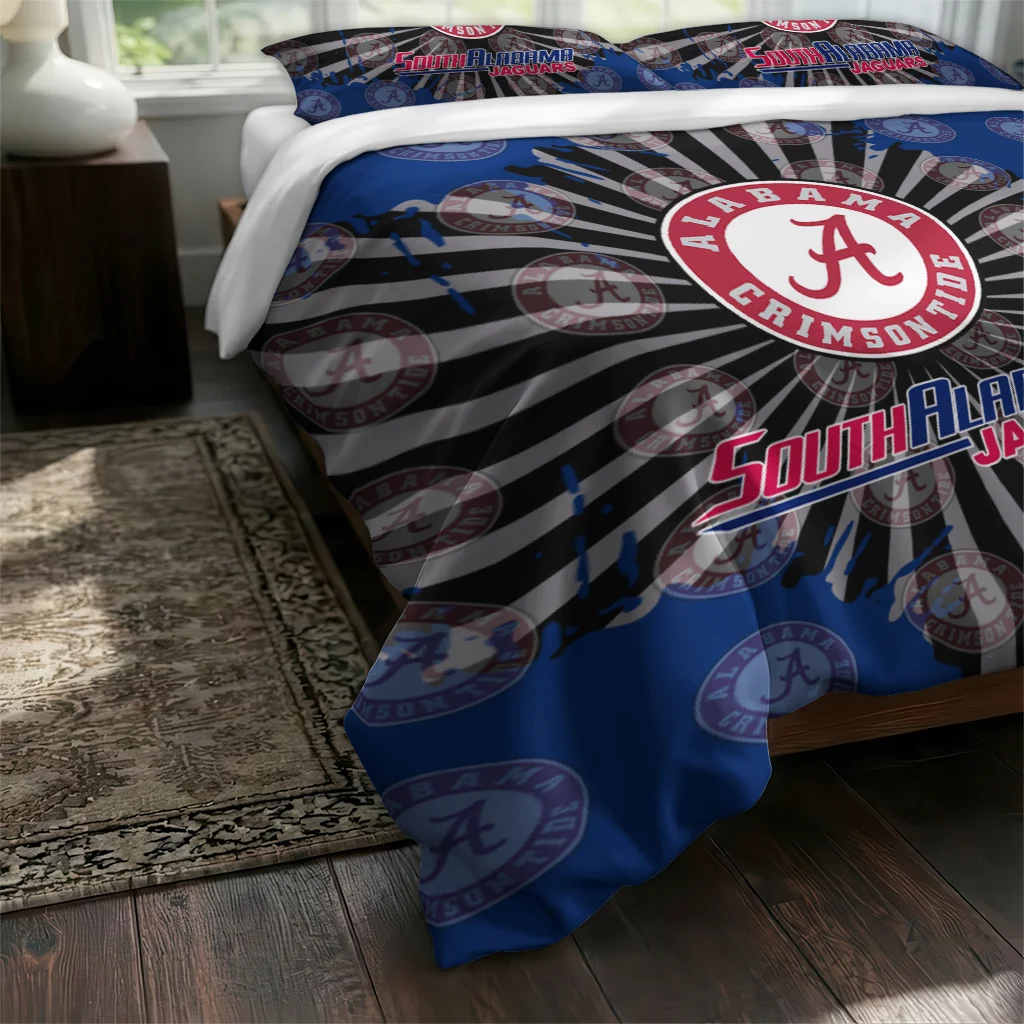 South Alabama Jaguars Sunburst Splatter Bedding Set Fashion Forward South Alabama Jaguars Sunburst Splatter Bedding Set Fashion Forward