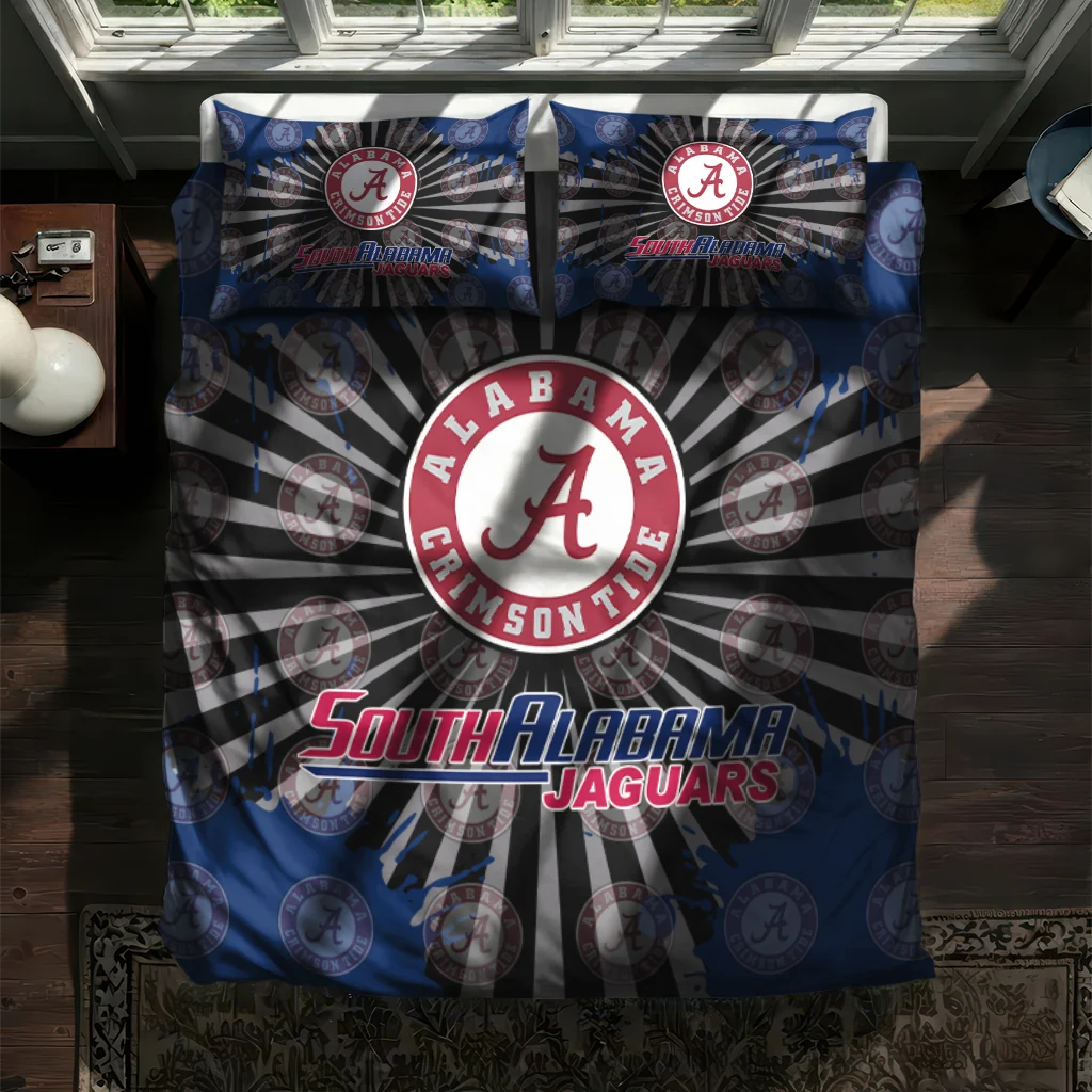 South Alabama Jaguars Sunburst Splatter Bedding Set New Arrival South Alabama Jaguars Sunburst Splatter Bedding Set New Arrival