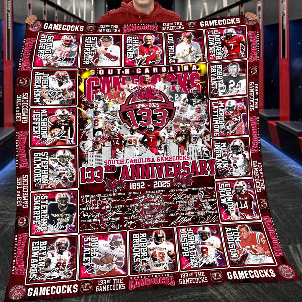 South Carolina Gamecocks Quilt Blanket 133rd Anniversary Red White South Carolina Gamecocks Quilt Blanket 133rd Anniversary Red White