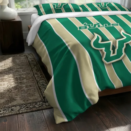 South Florida Bulls Stripe Style Bedding Set Fashion Forward