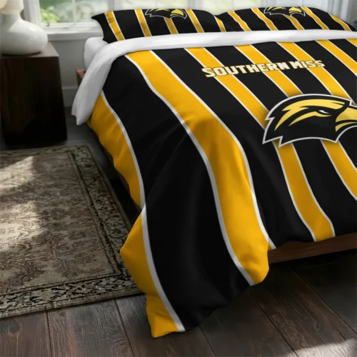 Southern Miss Golden Eagles Stripe Style Bedding Set Fashion Forward